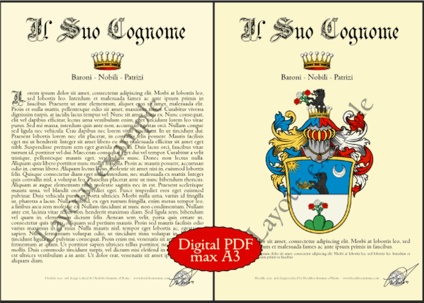 Art. 127 - Tintoretto bitmap: Documento Araldico personalizzato digitale in formato PDF 