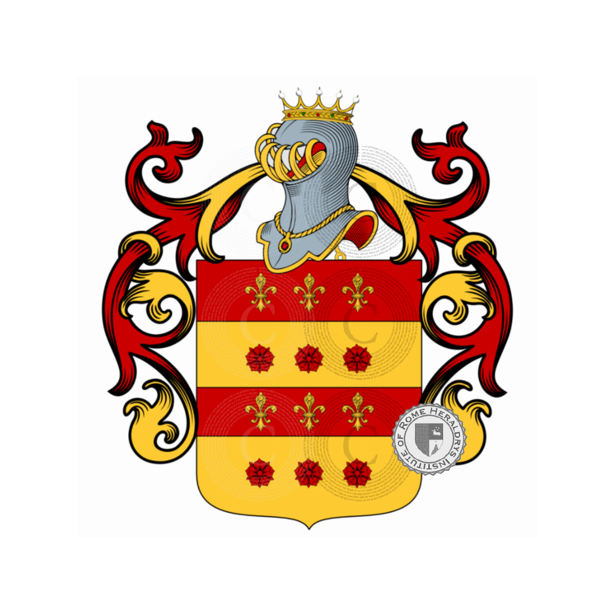 Escudo de la familiaCecchini, Cecchini de Caranzonibus,Cecchini delle Ruote,de Caranzonibus
