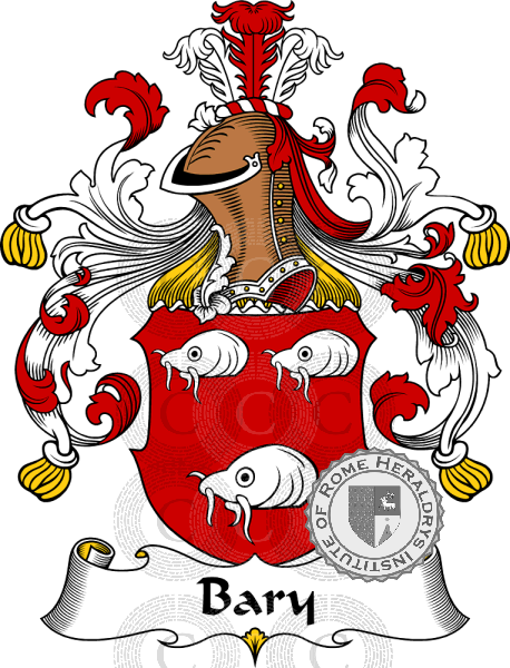 Coat of arms of family Bary   ref: 30122