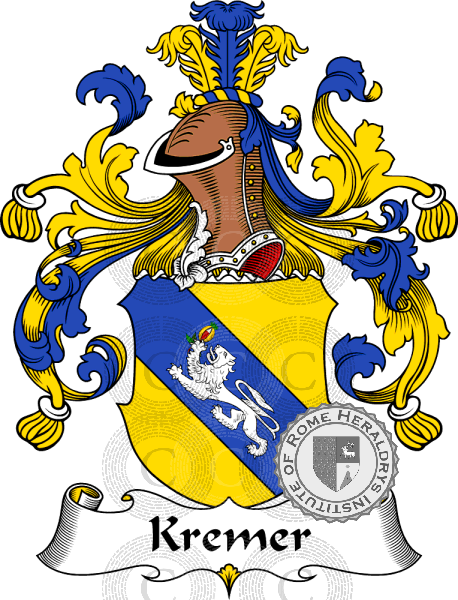 Coat of arms of family Kremer   ref: 31136