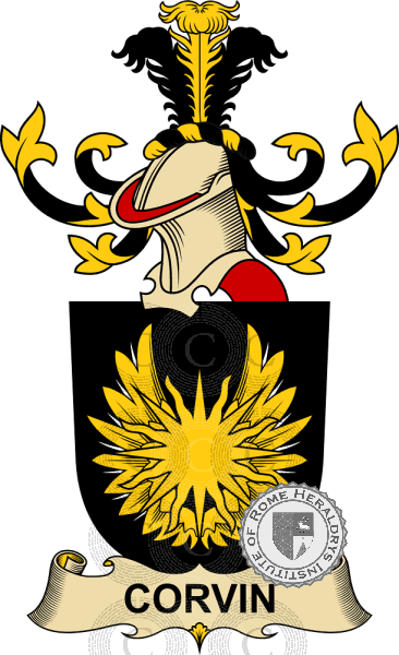 Coat of arms of family Corvin   ref: 32252