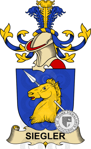 Coat of arms of family Siegler (d'Eberswald)   ref: 32815