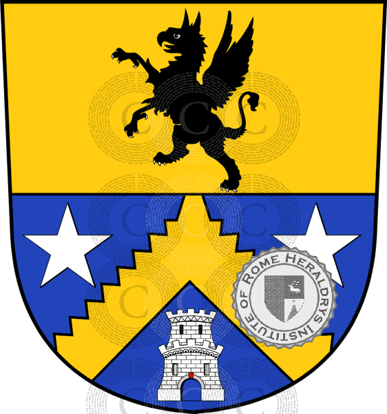 Coat of arms of family Jomini (Bon. de l'Emp)   ref: 33333