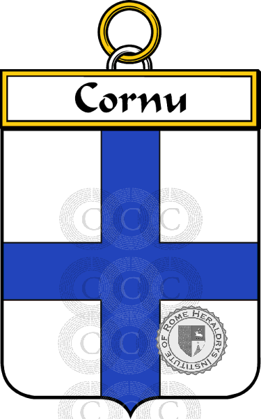 Coat of arms of family Cornu   ref: 34344