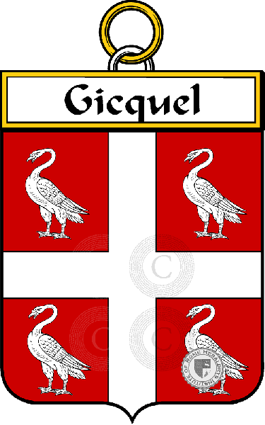 Coat of arms of family Gicquel   ref: 34451