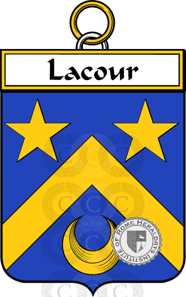Coat of arms of family Lacour   ref: 34559