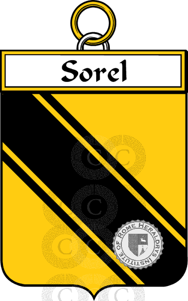 Coat of arms of family Sorel   ref: 34992