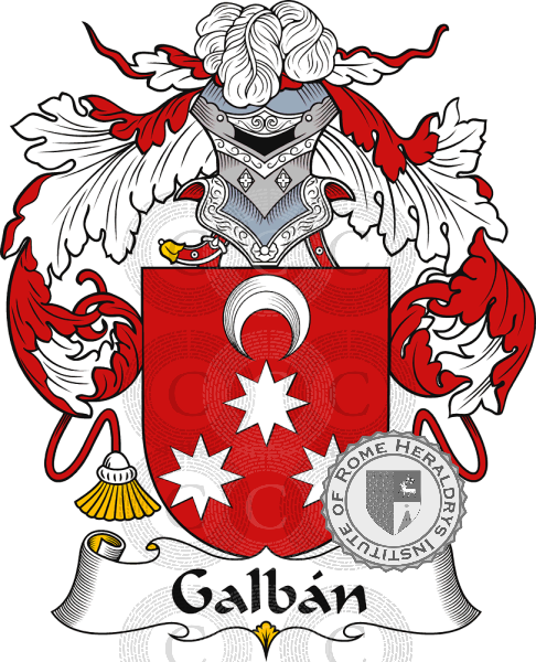 Coat of arms of family Galbán or Galván   ref: 36907