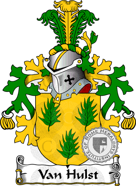 Coat of arms of family Van Hulst   ref: 38455