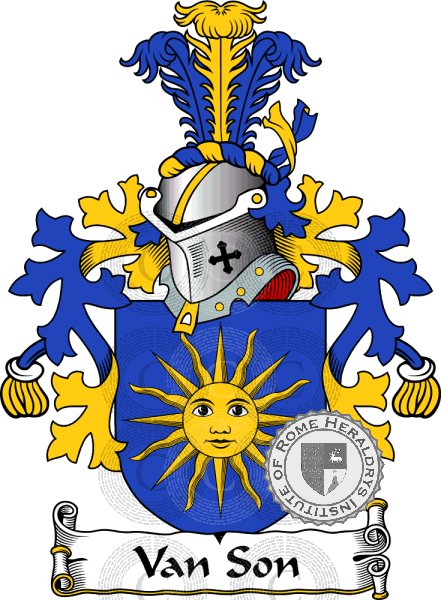 Coat of arms of family Van Son   ref: 38511