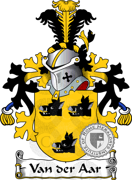 Coat of arms of family Van der Aar   ref: 38572