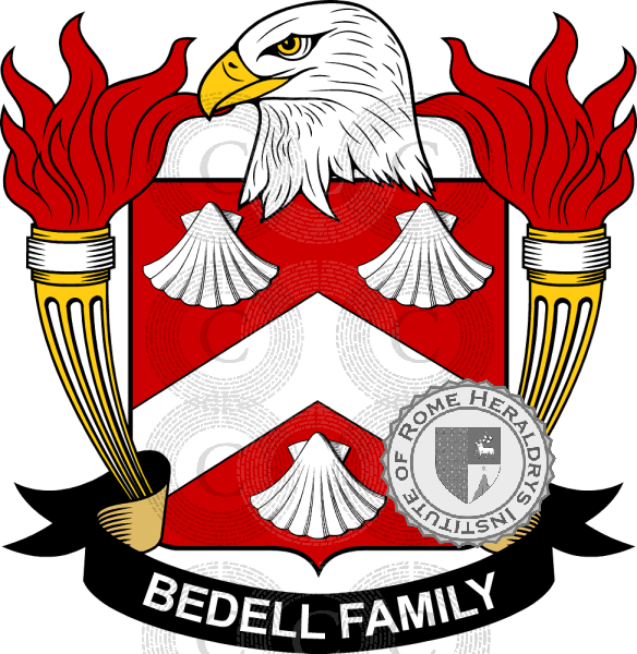 Coat of arms of family Bedell   ref: 38991